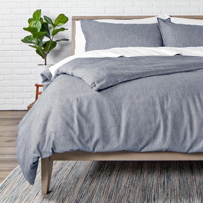 Bare Home Bedding Duvet Cover Full Size - Premium 1800 Super Soft Collection - Lightweight, Duvet Cover - Soft Textured Bedding (Full, Heathered Midnight Blue)