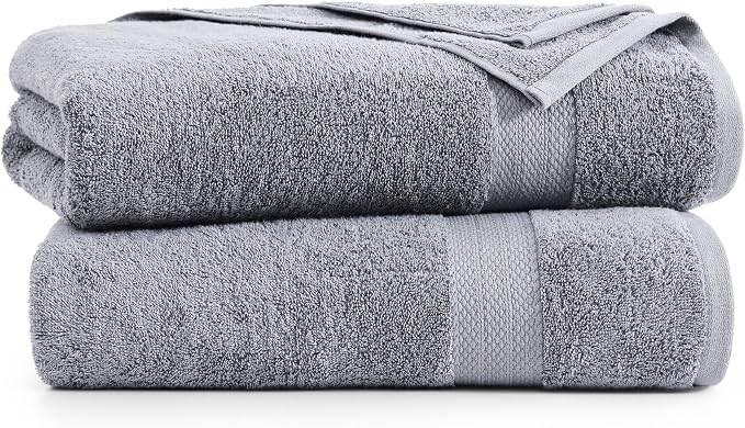 LANE LINEN Bath Sheets 100% Cotton 2 Pack Oversized Soft - Grey | Oversized Shower Sheets - Generously Sized, Oversized & Roomy, Lightweight & Breathable, Fade-Resistant Color