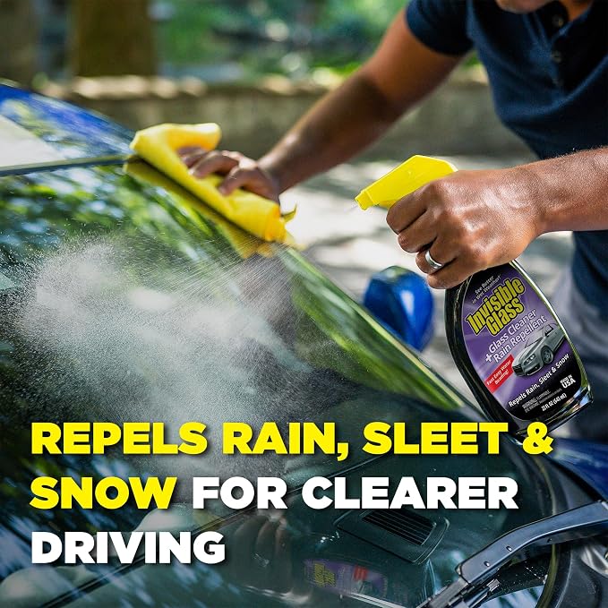 Invisible Glass 92184-2PK Glass Cleaner + Rain Repellent 2-in-1 Windshield and Window Spray, Cleans Auto Glass, Repels Rain, Sleet, Snow, Improves Wet Weather Visibility – 22 fl oz (Pack of 2)