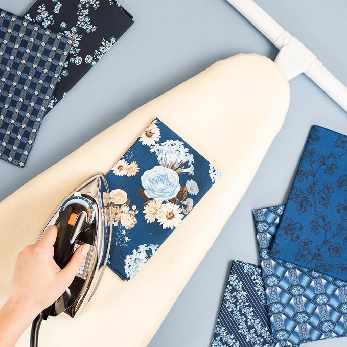 Wool Reversible Fitted Ironing Board Cover - 2 in 1 - One Side Wool One Side Cotton (Fits 54" x 18" Standard Ironing Boards) (Aqua Blue)