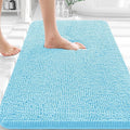 OLANLY Bathroom Rugs 32x20, Extra Soft Absorbent Chenille Bath Rugs, Rubber Backing Quick Dry, Machine Washable Bath Mats for Bathroom Floor, Tub and Shower, Home Decor Accessories, Sky Blue