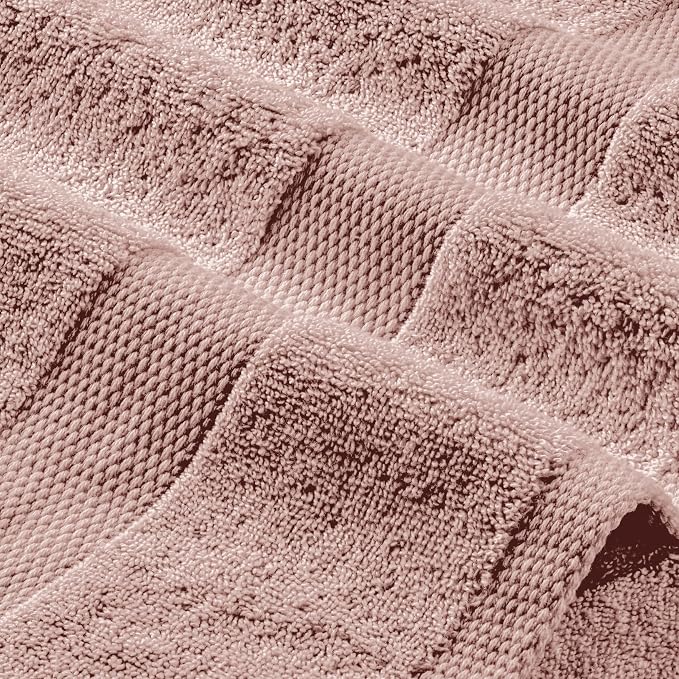 White Classic Wealuxe Pink Bath Towels 24x50 Inch, Cotton Towel Set for Bathroom, Hotel, Gym, Spa, Soft Extra Absorbent Quick Dry 6 Pack