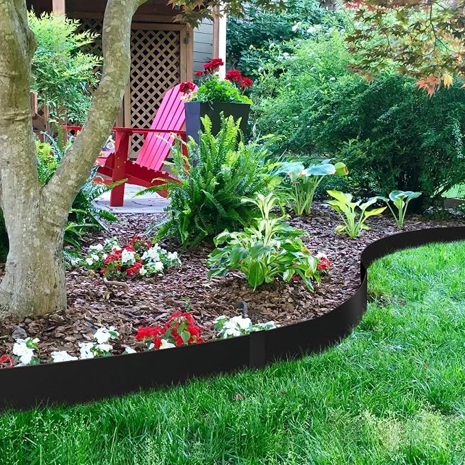 20ft. 42" L × 8" H Metal Landscape Edging, 6 Pack Garden Border | Galvanized Steel Edging for Landscaping with Buckles, Hammer-in Flexible Lawn Edging, No Dig Metal Edging for Pathway, Yard