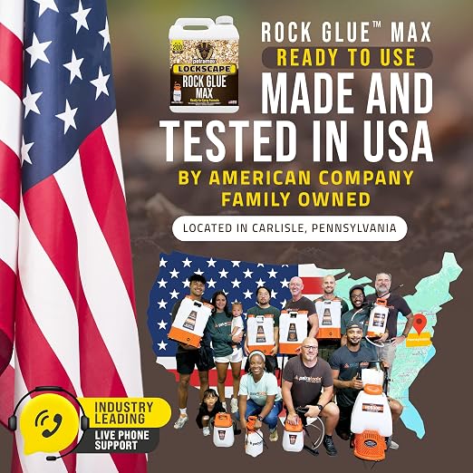 PetraMax Lockscape Rock Glue for Landscaping, 1 Gal (Made in USA) - 100% Permeable & Pet-Safe Landscape Adhesives for Stones & Pebbles - Ready to Spray Pea Gravel Binder & Mulch Glue for Landscaping