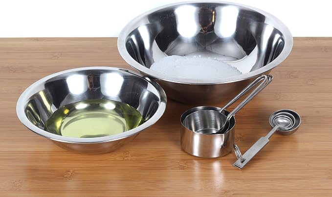 CucinaPrime Stainless Steel Mixing Set Mixing Bowls (1.5, 3, 4, and 5 Quart) Measuring Cups and Measuring Spoons