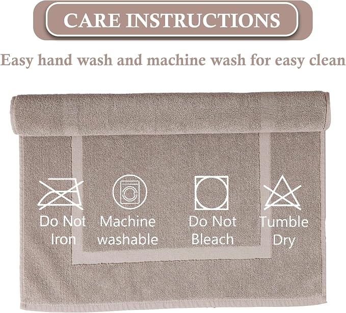 HILLFAIR 900 GSM Cotton Rug Bath Mats Pack of 2 (21x34 Inches), Absorbent Machine Washable Bath Mat for Hotel Spa Tub & Shower, Non Slip Floor Mat, Bathroom Decor Accessories: Stone