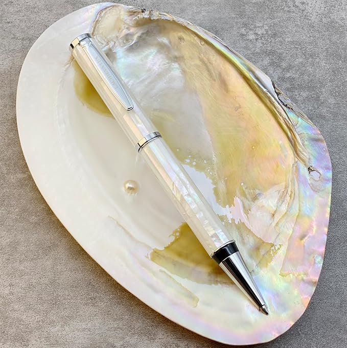 LACHIEVA LUX Mother of Pearl Ballpoint Pen, Elegant Executive Gift Set, Writing Pen for Men & Women, German P900M Refill, Pearl Radiance Collection
