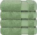 Cotton Paradise 100% Cotton Turkish Towel Set, Soft Absorbent Quick Dry, 4 Piece Washcloth Set, Sage Green