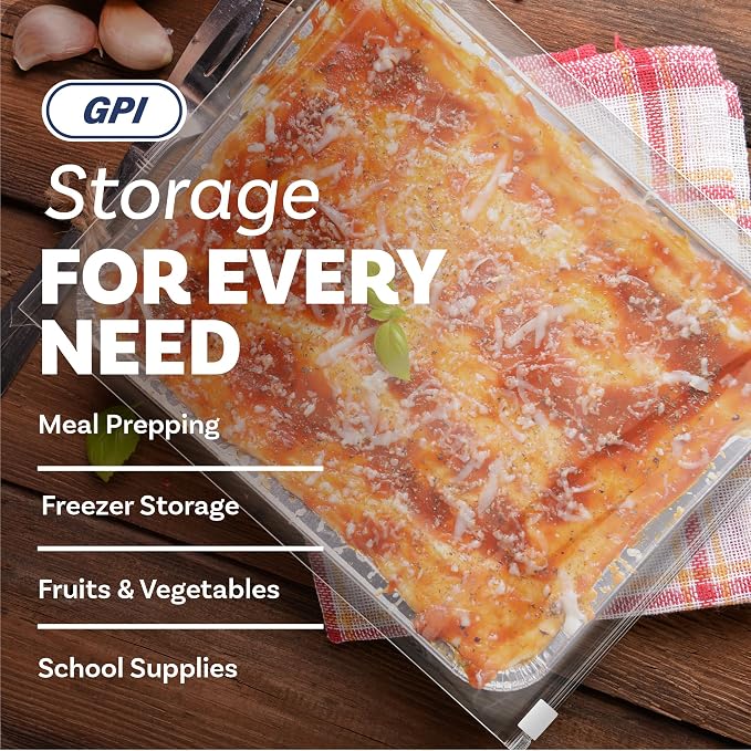 500 Count - Slider Zip Jumbo Food Storage Bags, 12" x 15" 3 Mil Heavy Duty, Extra Large, Strong & Durable For Freezer Storage. GPI