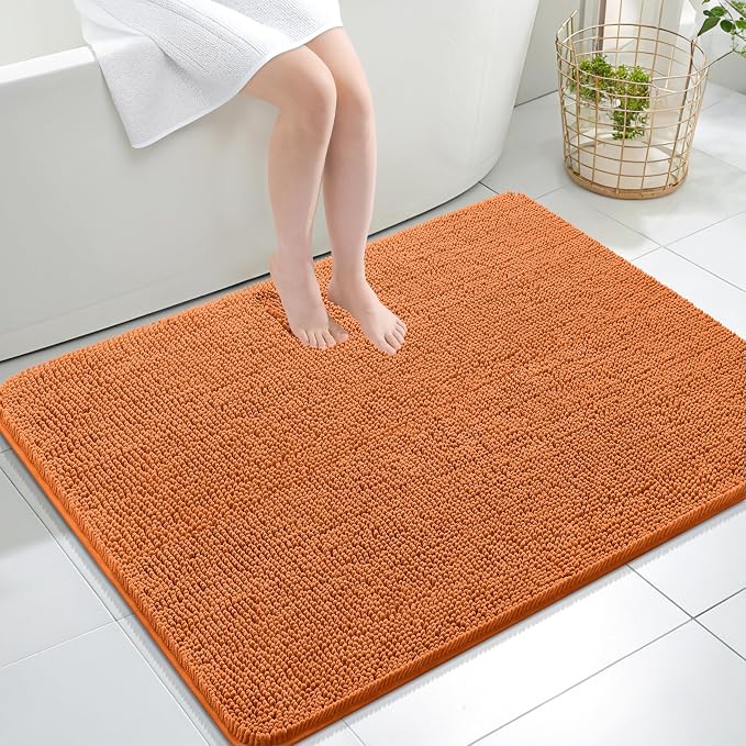 OLANLY Large Bathroom Rugs 40x32, Extra Soft Absorbent Chenille Bath Rugs, Rubber Backing Quick Dry, Machine Washable Bath Mats for Bathroom Floor, Tub and Shower, Home Decor Accessories, Clay
