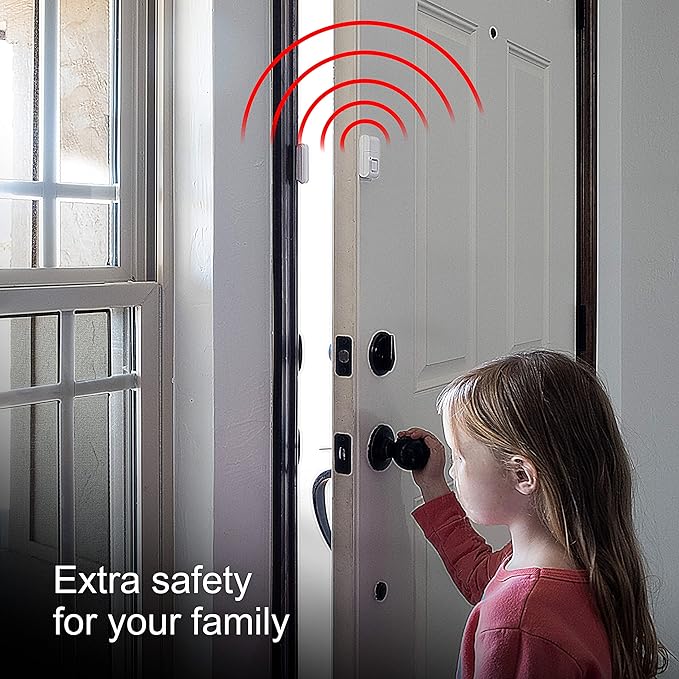 UltraPro Personal Security Window and Door Alarm, 6 Pack, DIY Protection, Burglar Alert, Wireless Chime/Alarm, Easy Installation, Home Security, Ideal for Home, Garage, Apartment, White, 49721