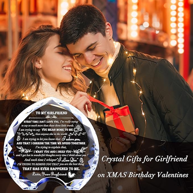 Gifts for Girlfriend from Boyfriend Unique - Crystal Heart Gifts Personalized Gifts for My Girlfriend Who Has Everything - Birthday Anniversary Wedding Day gifts Ideas for Girlfriend