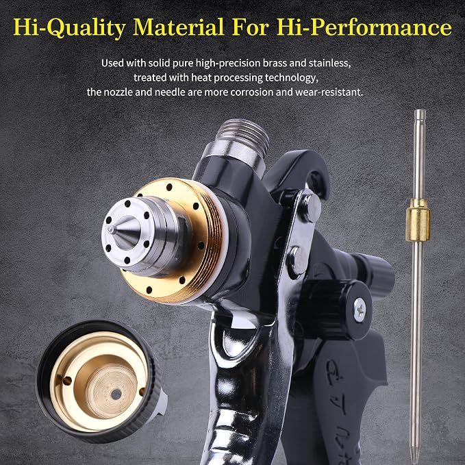 HVLP Spray Gun with 10Pcs 600ML Disposable Paint Cups, 5 Nozzles,1.4/1.7/2.0/2.5/3.0mm, Automotive Gravity Feed Paint Spray Gun Kit with Air Compressor Regulator for Auto (Black)