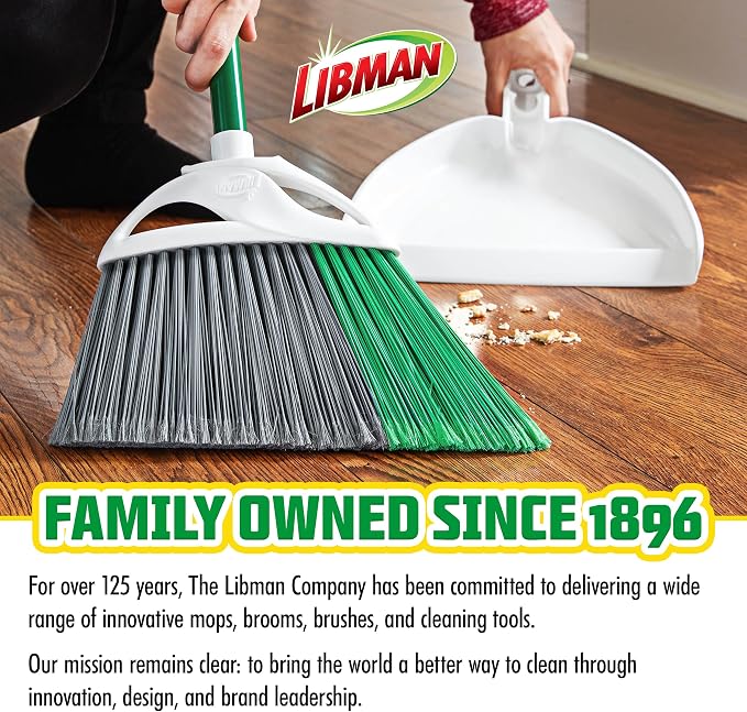 Libman FlexTech Broom with Dustpan Combo Set for Sweeping Indoor and Outdoor Floors, Pet, Dog Hair Broom, 55” Precision Angle Broom, 3 Piece Handle, 11" Wide, 10.25" Wide Dust Pan
