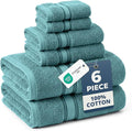 LANE LINEN Luxury Bath Towels Set - 6 Piece, 100% Cotton, Zero Twist, Quick Dry, Absorbent, Super Soft 2 Bath Towels, 2 Hand Towels, 2 Wash Cloths: Teal