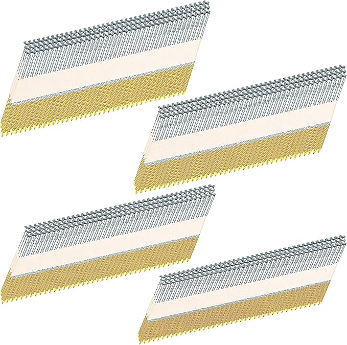 HW HAMWOO 34°Framing Nails,Ring Shank,2",2-1/2",3",3-1/2":480Pcs | D Head Nail Pack,Hot Dipped Galvanized Paper Tape Strip Nails,for 30 to 34 Degree Framing Nailer