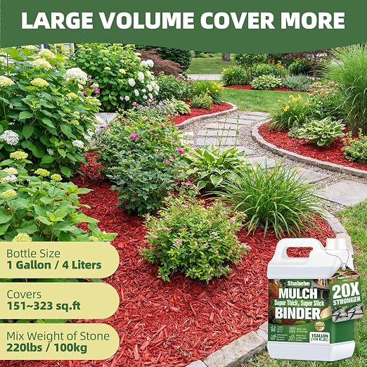 Mulch Glue 128oz - Super Stick Rock Glue for Landscaping Gravel Binder for Pea Gravel, Long-Lasting & Non-Toxic, Covers 2X More Area Pebble Gravel Hold for Paths, Patios & Garden Borders