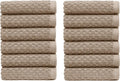 COTTON CRAFT Euro Spa Waffle Wash Cloth - Set of 12 Linen Washcloth | Luxury Face Towel Set - 100% Cotton - Soft Plush Absorbent Low Lint Quick Dry - Gym Shower Beach Bath Kitchen - 12x12 inches