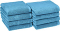 Amazon Basics 8-Pack Lightweight Quick-Dry Hand Towels, 100% Cotton, 28" x 16", Lake Blue