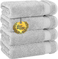Cotton Paradise 100% Cotton Turkish Towel Set, Soft Absorbent Quick Dry, 4 Piece Hand Towel Set, Silver Grey