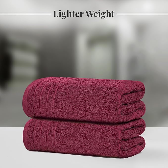 Tens Towels 4 Piece Extra Large Bath Towels 30 x 60 Inches, Burgundy | 100% Cotton, Larger & Lighter Weight, Quicker to Dry, Super Soft and Absorbent, Perfect for Bathroom