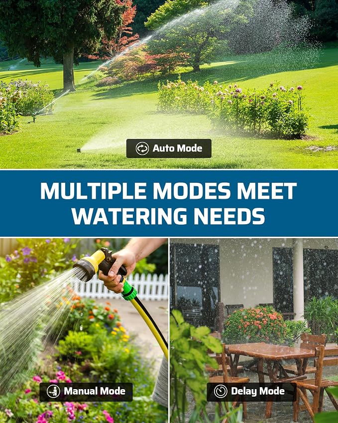 DEWENWILS 2-Zone Outdoor Hose Timer - Automatic Sprinkler Timer with Brass Inlet, Rain Delay & Manual Control for Lawn, Garden, and Yard Irrigation