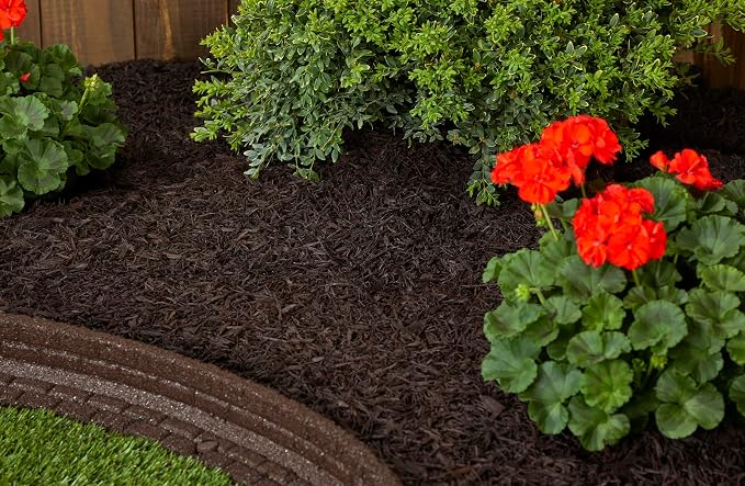 Premium Shredded Rubber Mulch for Gardens, Lawns, and Landscaping | Long Lasting Color | Looks Like Natural Wood Mulch (1.5 CU. FT. - 27 LBS, Brown)
