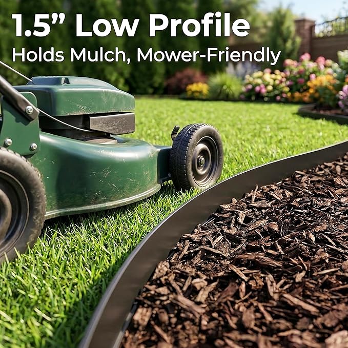 Gardzen 1.5" x40' Landscape Edging Kit with 40 Spikes | Garden Edging Coil for Lawn Borders and Landscape Projects, Easy No Dig Installation with Durable Ground Stakes Included