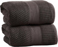 NY Loft 100% Cotton 2-Pack Oversized Bath Towel Set | Dark Grey | Quick-Dry | Two Oversized 35" x 70" Bath Towels / Bath Sheets | Super Absorbent | Designer-Styled Texture