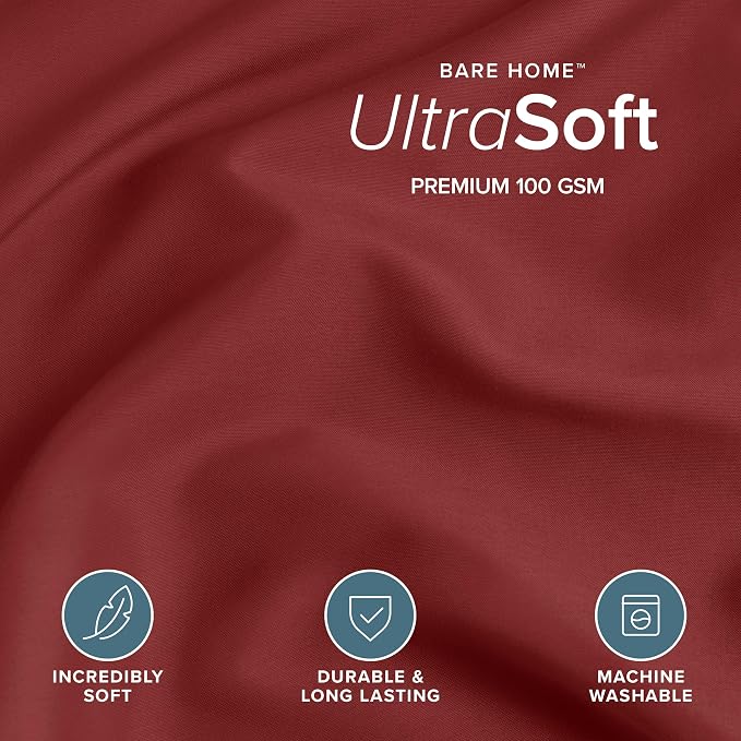 Bare Home Bedding Duvet Cover Queen Size - Premium 1800 Super Soft Collection - Lightweight, Cooling - Soft Breathable Bedding Duvet Cover (Queen, Rosewood)