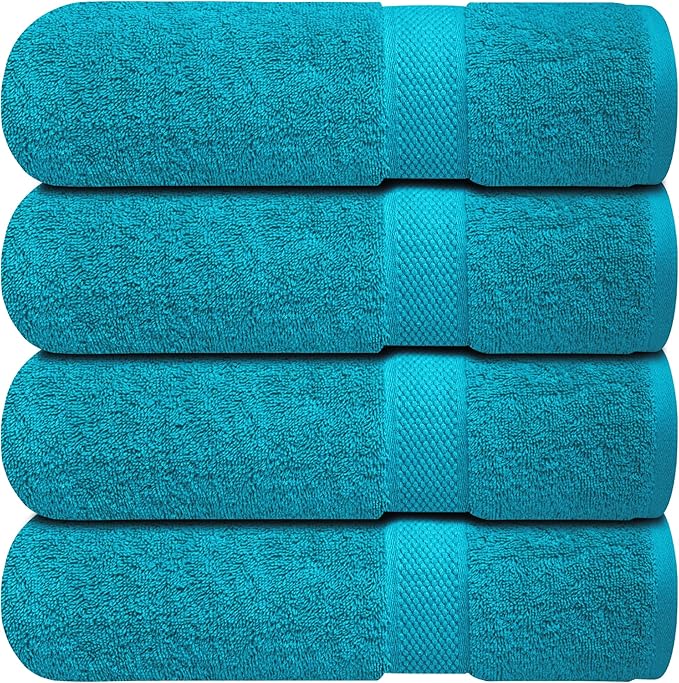 Infinitee Xclusives 100% Ring-Spun Cotton Bath Towels for Bathroom - Pack 4 | Luxury Super Soft, Absorbent & Quick-Drying |27x54 inches| Large Bathroom Towels Set |600 GSM| Gym, Shower, Spa & Hotel Use