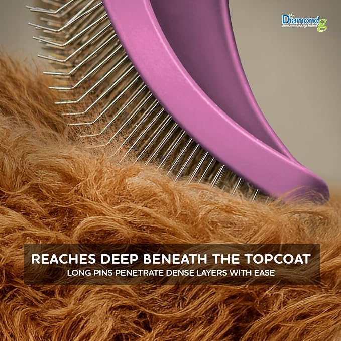 Diamondg Pet Slicker Brush for Dogs & Cats – Professional Grooming Brush for Shedding, Detangling & Coat Maintenance, Gentle Fine Wire Pins, Ergonomic Handle, Pink