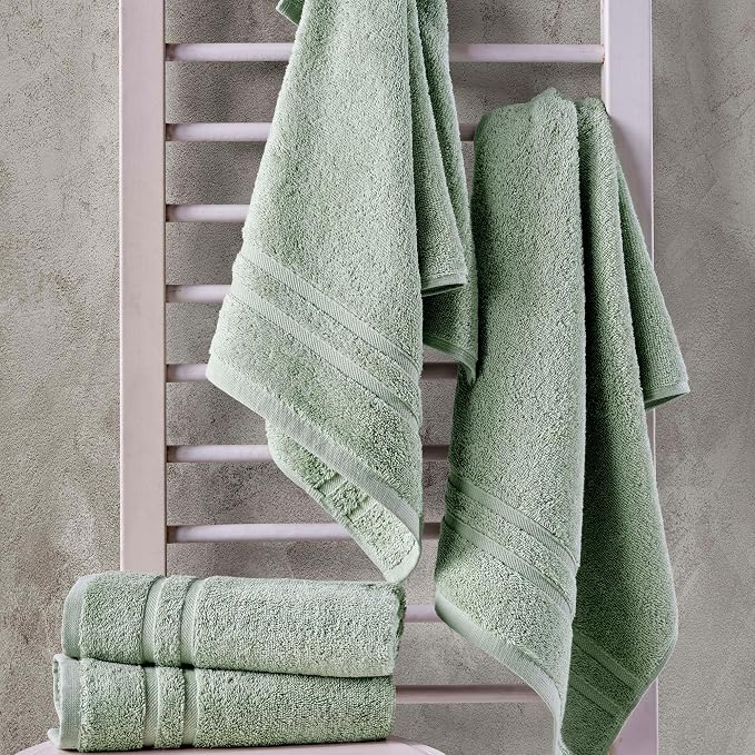 Hawmam Linen Light Green Hand Towels 4 Pack Turkish Cotton Premium Quality Soft and Absorbent Small Towels for Bathroom