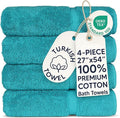 Chakir Turkish Linens 4 Piece Large Bath Towels, 100% Cotton Turkish Towels for Bathroom, Luxury Soft Absorbent Bath Towel Set, 27 x 54 Inches, Aqua