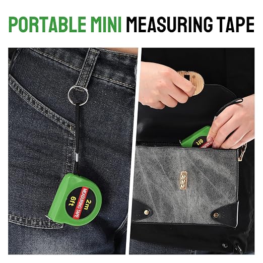 Copkim 50 Pcs 6 FT Mini Tape Measure Retractable Bulk Small Measuring Tape Pocket Size Measurement Tool for Operation Christmas Items Party Favor Gifts Stuffers for Men(Green)