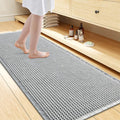 Smiry Waffle Bath Mat 60x24, Extra Soft Absorbent Bathroom Rugs, Non Slip Machine Washable Quick Dry Bath Rugs for Bathroom Floor, Tub, Shower, Home Decor Accessories, Lightgrey & Cream