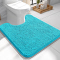 OLANLY Toilet Rugs U-Shaped 24x24, Extra Soft Absorbent Chenille Contour Bathroom Rugs for Toilet, Dry Quickly, Machine Washable, Non-Slip Bath Mat, Aqua Sky