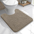 OLANLY Toilet Rugs U-Shaped 20x20, Extra Soft Absorbent Chenille Contour Bathroom Rugs for Toilet, Dry Quickly, Machine Washable, Non-Slip Bath Mat, Warm Taupe