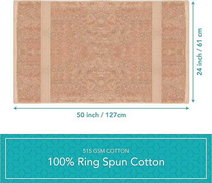 Pleasant Home Bath Towels Set of 6 (24” x 50”) 100% Cotton, 515 GSM | Lightweight, Soft & Highly Absorbent Luxury Towels for Bathroom | for Gym, Pool & Spa | 6 Pack, Mocha