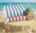 LANE LINEN Beach Towels for Women, Super Absorbent, XL - Old Glory Teal | 2 Pack Large Beach Towels Oversized - Pre-Washed, Sand Free Towel - Quick Dry, 39"x71", Vacation Essential, Machine Washable