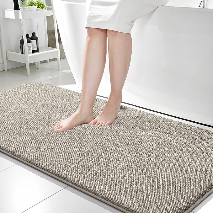 OLANLY Memory Foam Bathroom Runner Rugs 59x24, Long Bath Mats, Warm Taupe | Soft Quick Dry Bath Mats, Non-Slip, Absorbent Machine Washable Mat for Bathroom Floor, Tub and Shower, Home Decor Accessories