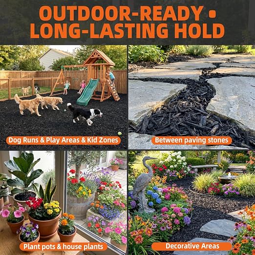 Mulch Glue – 1 Gallon: Saves $70 & Covers 2X More Area. Pet-Safe Rock Glue for Landscaping, Super Stick Adhesive for Rubber Mulch, Wood Chips, Pea Gravel & Small Rocks – Ideal for Landscaping