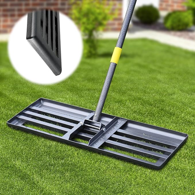 Lawn Leveling Rake,30x10 Inch Ground Plate,72 Inch Adjustable Long Handle Yard Level Tool with Curved Edge,Heavy Duty Large Landscaping Lawn Leveler for Grass, Golf Field, Soil Sand Dirt Spreader