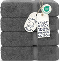 Chakir Turkish Linens 4 Piece Bath Towel Set, 100% Cotton Luxury Turkish Towels for Bathroom, Soft Absorbent Bath Towels, 27 x 54 Inches, Dark Gray