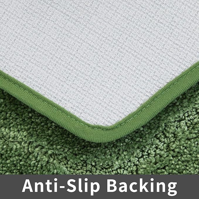 COSY HOMEER Extra Thick Bath Rugs for Bathroom - Anti-Slip Bath Linen Sets Mats Soft Plush 100% Strong Polyester Living Room Bedroom Water Absorbent(Green,20x32 - Inches)