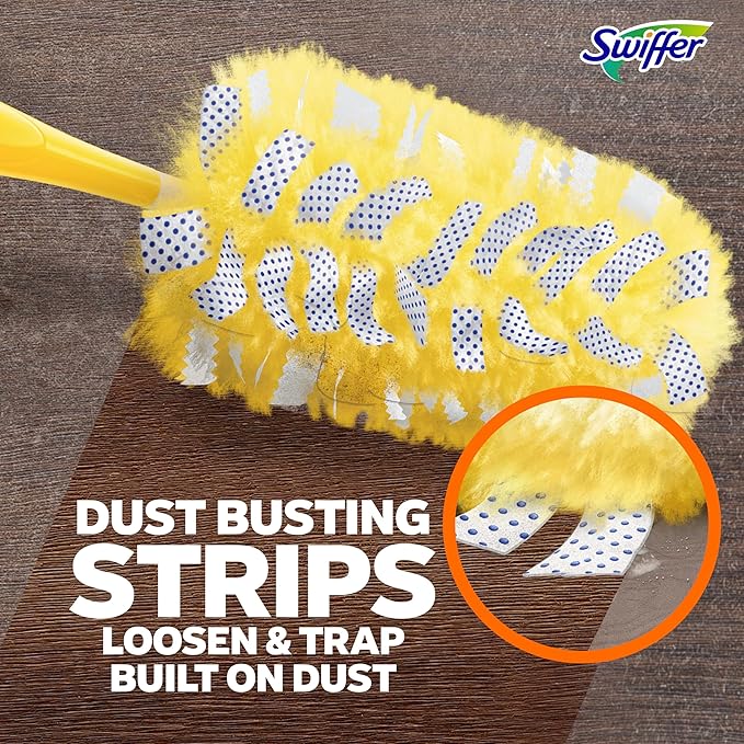 Swiffer Dusters Heavy Duty, Feather Head Multi-Surface Duster Refills for Cleaning, Unstopables, Yellow, 24 Count (4 Packs of 6)