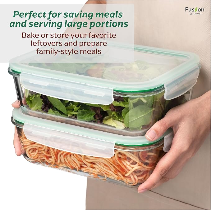 Family Pack - Glass Storage Containers - Airtight 5 Pack | Borosilicate Build, 2x72 oz 2x12.5 oz 1x35 oz, Microwave Oven Freezer Safe, Leak Resistant, Nesting Design
