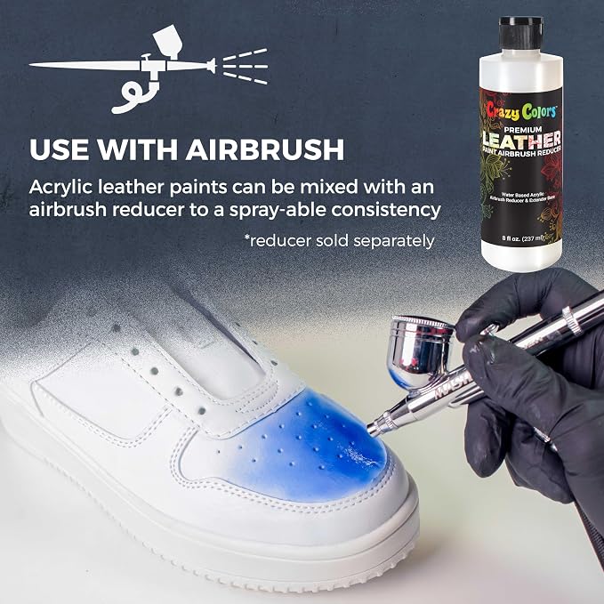 Crazy Colors Premium Acrylic Shoe & Leather Paint Kit 29-Color with 4 Brushes (1 oz Bottles) - Acrylic Leather Paint for Shoes, Sneakers, Jackets, Bags, Purses, Furniture