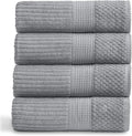 Springtree Home 100% Cotton Bath Towel Set | 4-Pack | Textured | Grey | Absorbent & Quick-Dry Bathroom Towels | Textured and Durable Cotton Towels for Bathroom | OEKO-TEX | Krista Collection