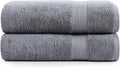 LANE LINEN Bath Sheet Quick Dry 100% Cotton 2 Pack Soft - Cool Grey | Towels For Dorm - Densely Woven, Coordinated Colors, Everyday Durability, OEKO-TEX Certified, Ring-Spun Durability